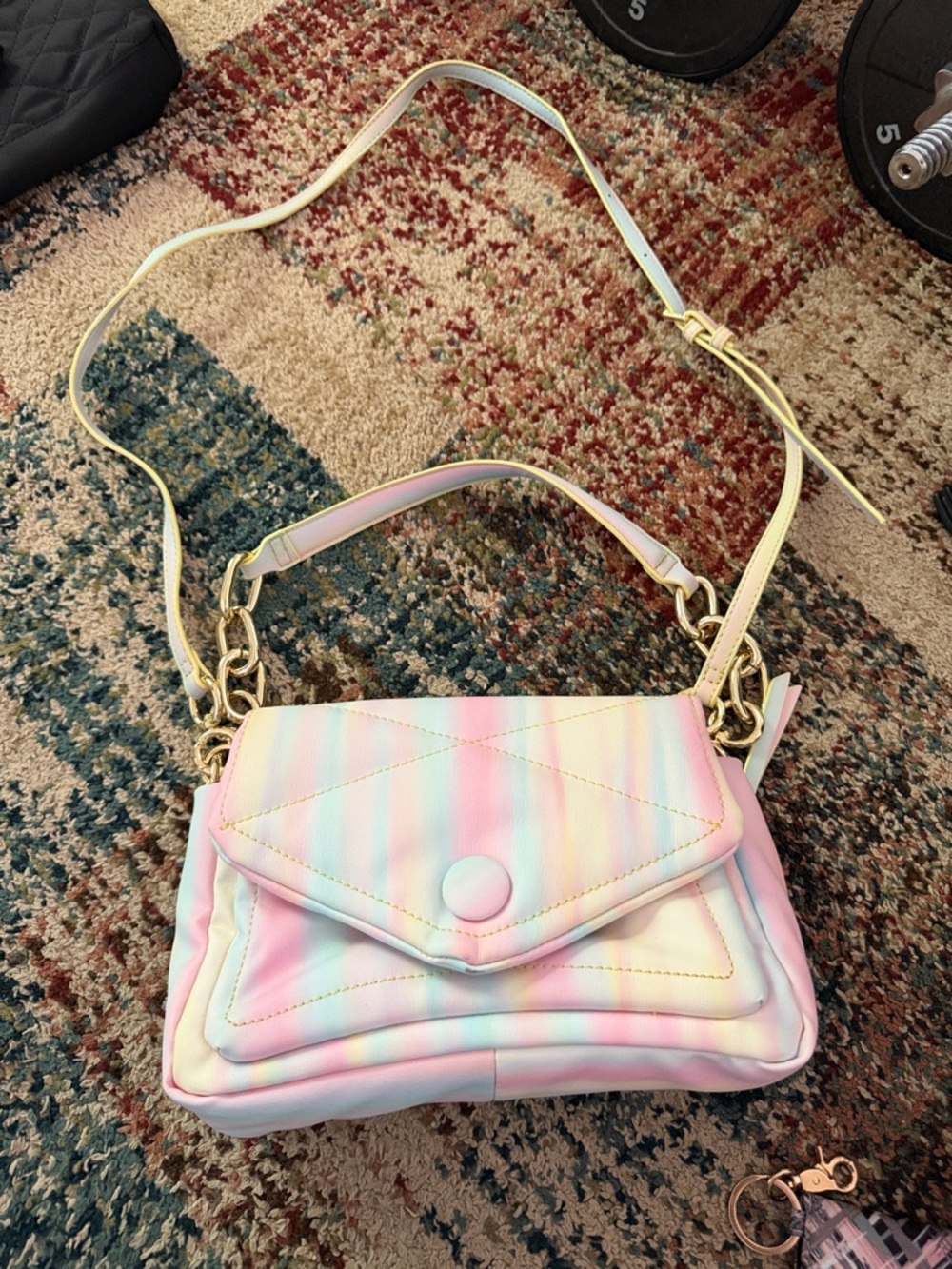 Pastel Rainbow Quilted Crossbody Bag - Brand Unspecified